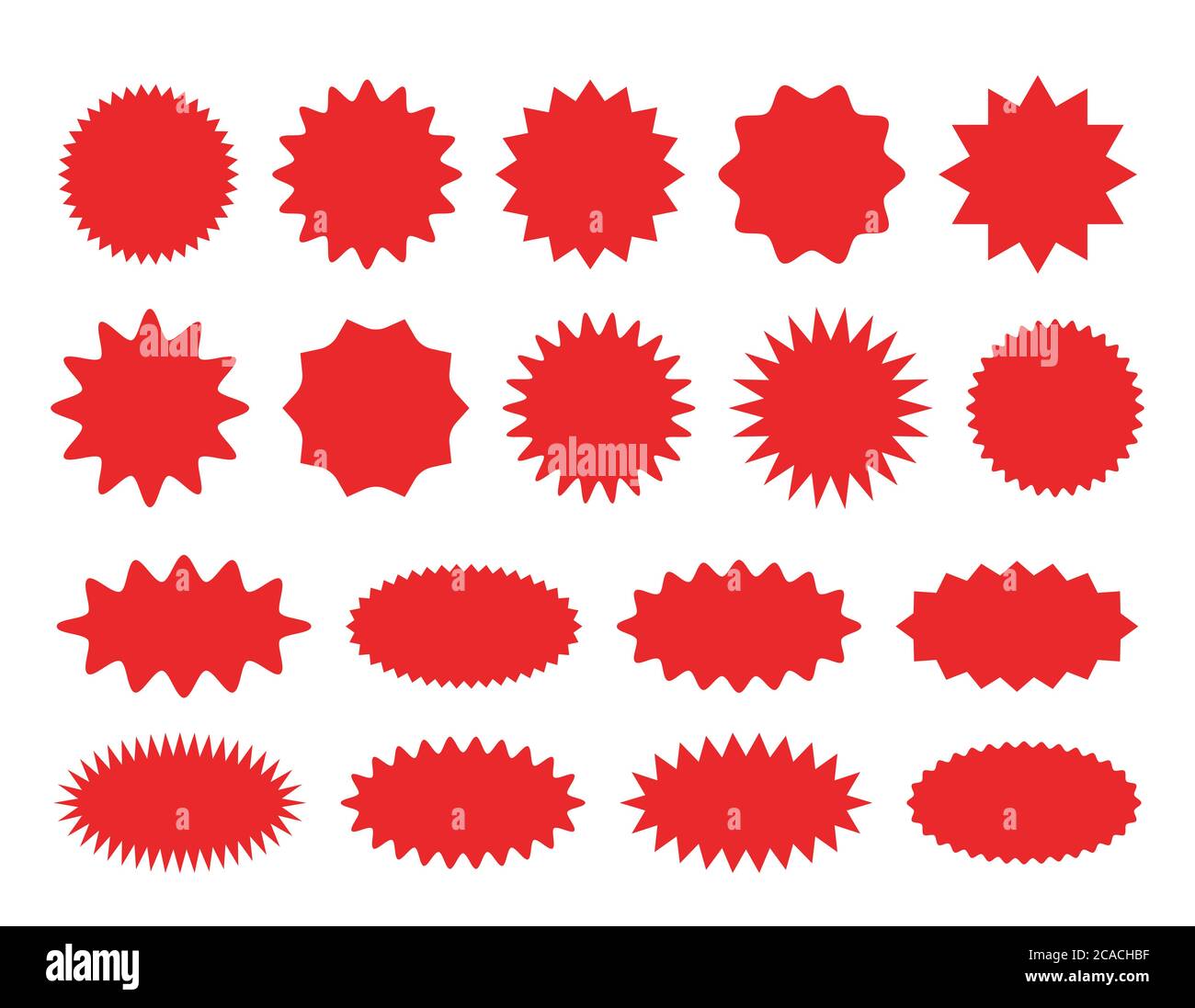 Starburst sticker set collection of special offer sale round and oval