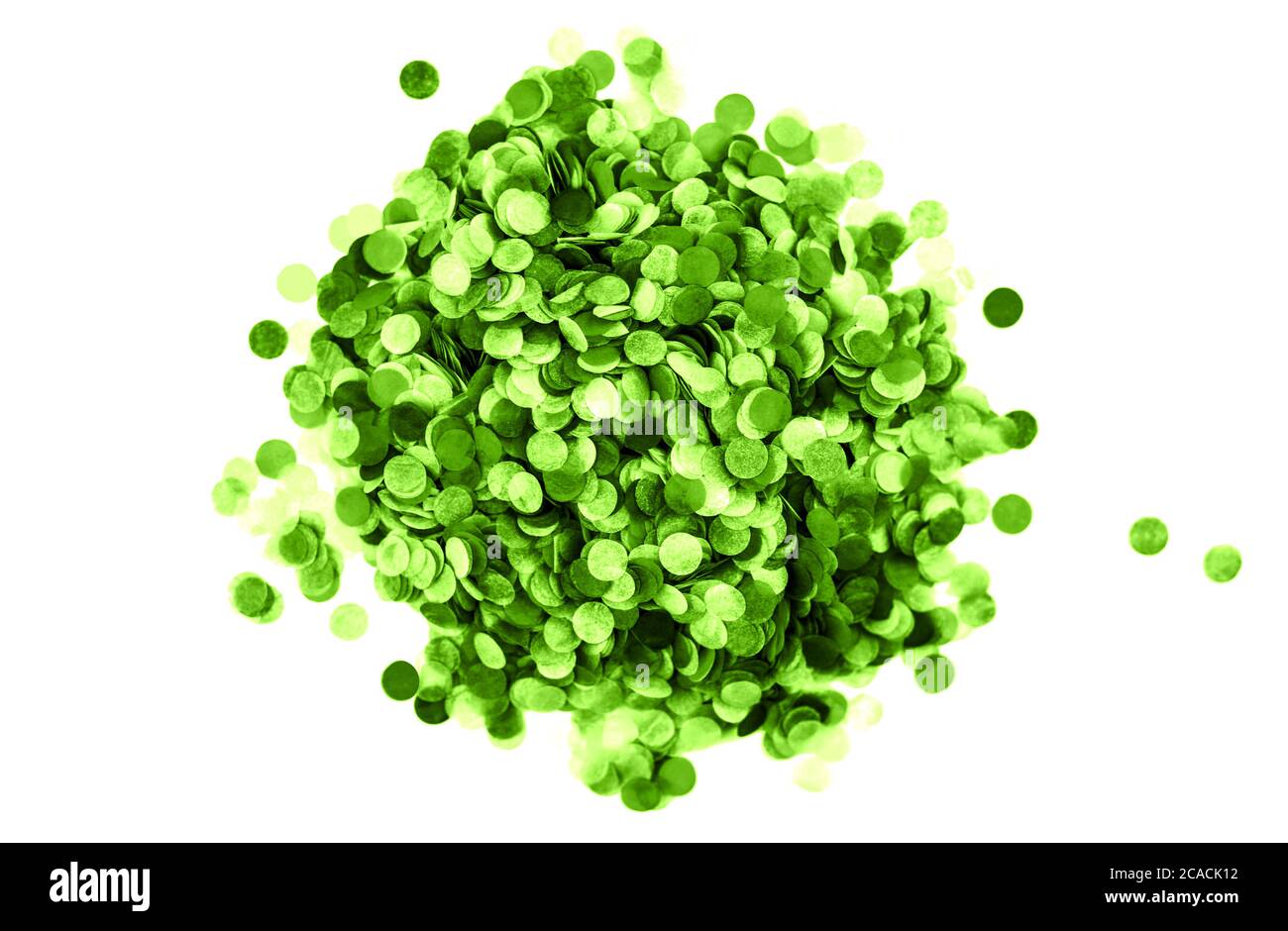 Festive green confetti background. Flat lay style Stock Photo - Alamy