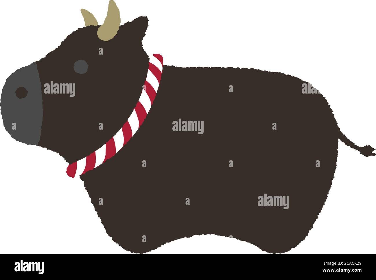 2021 cartoon ox (cow) ornament character illustration for new year greeting card Stock Vector