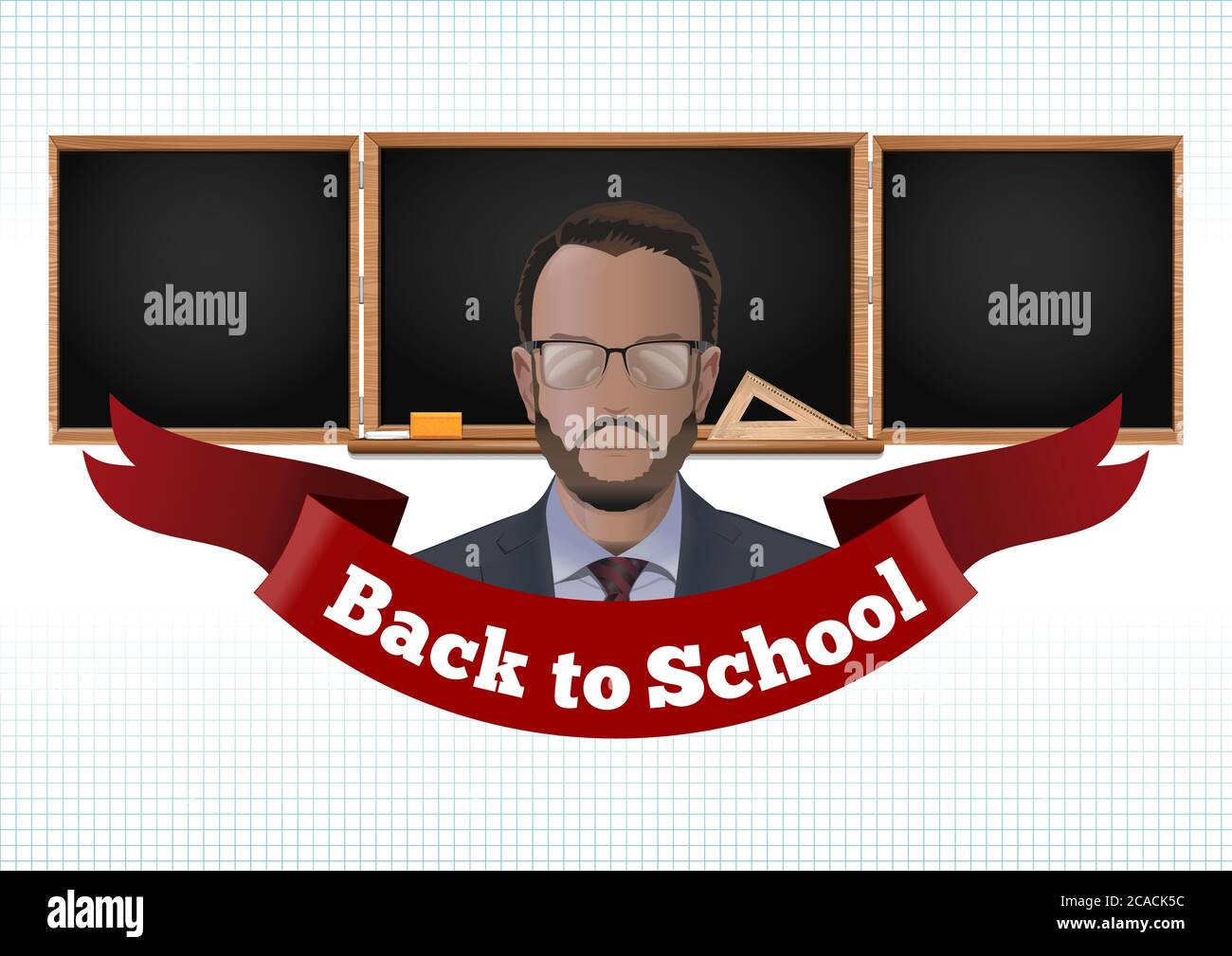 Teacher on a blackboard background. Vector card Stock Vector Image