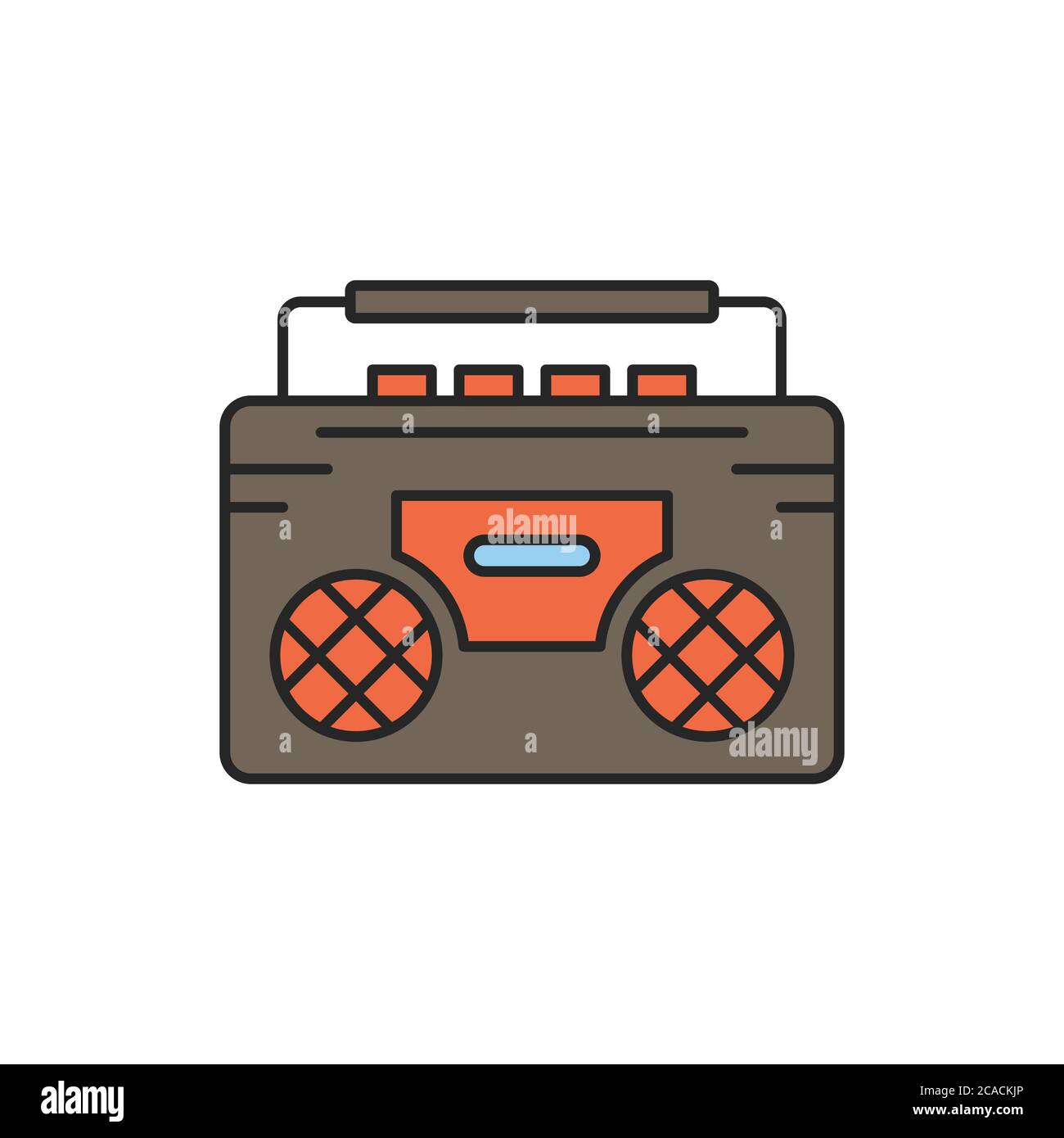 Retro cassette tape recorder vector icon symbol isolated on white