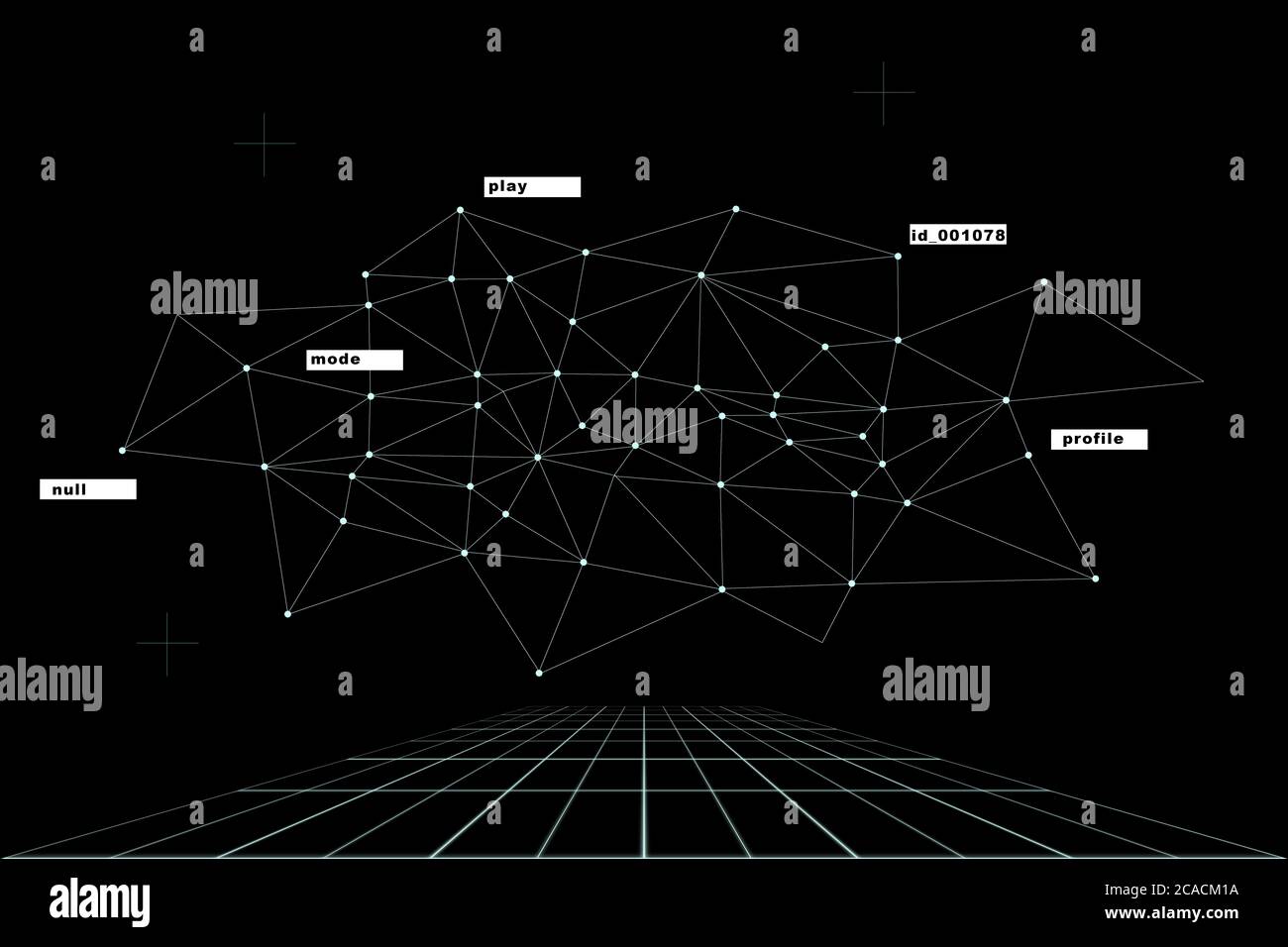 Abstract concept, polygonal network in cyberspace, modern digital technologies. connection. Stock Photo