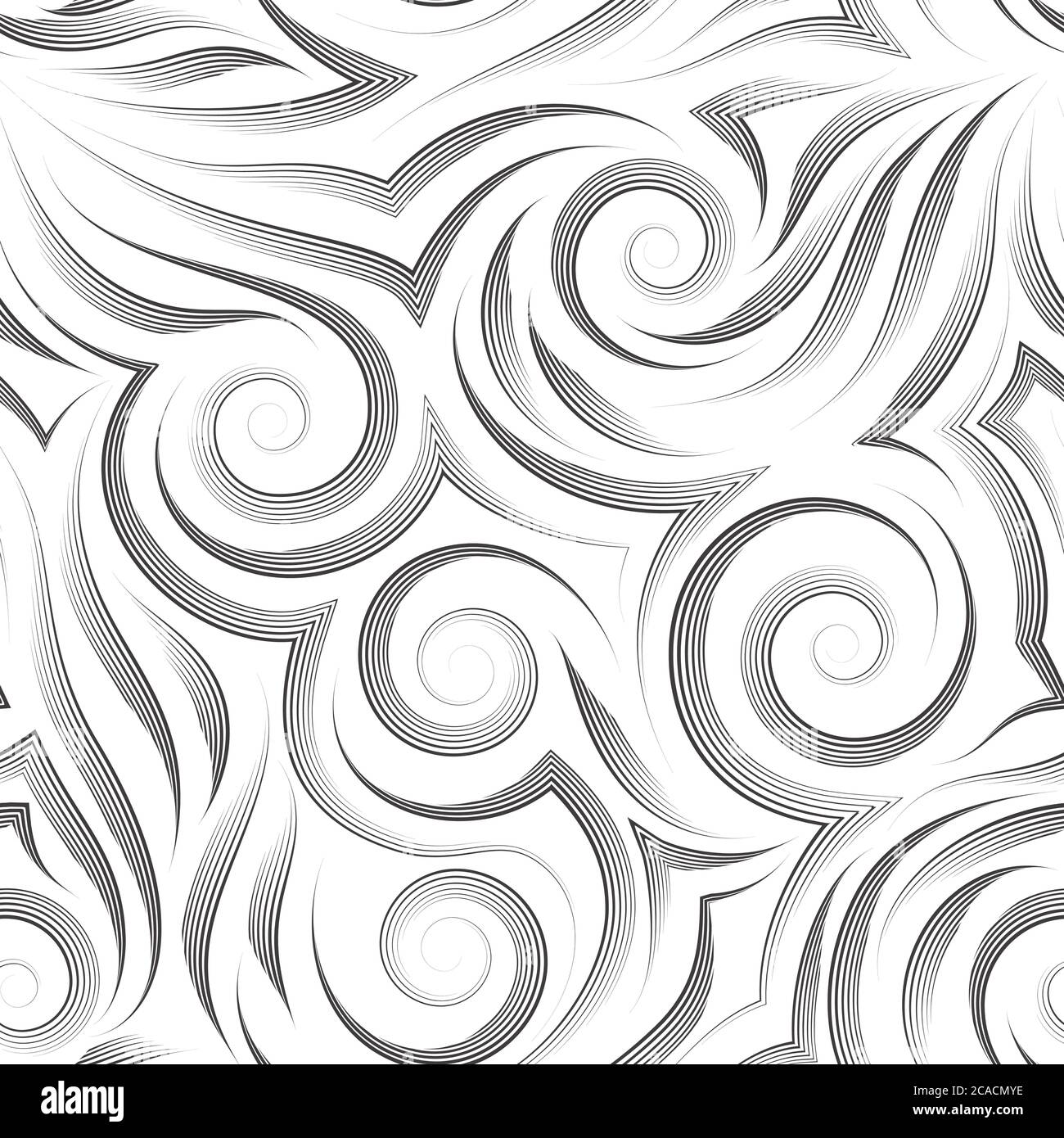 Vector seamless pattern of black spirals lines and corners.Smooth ...