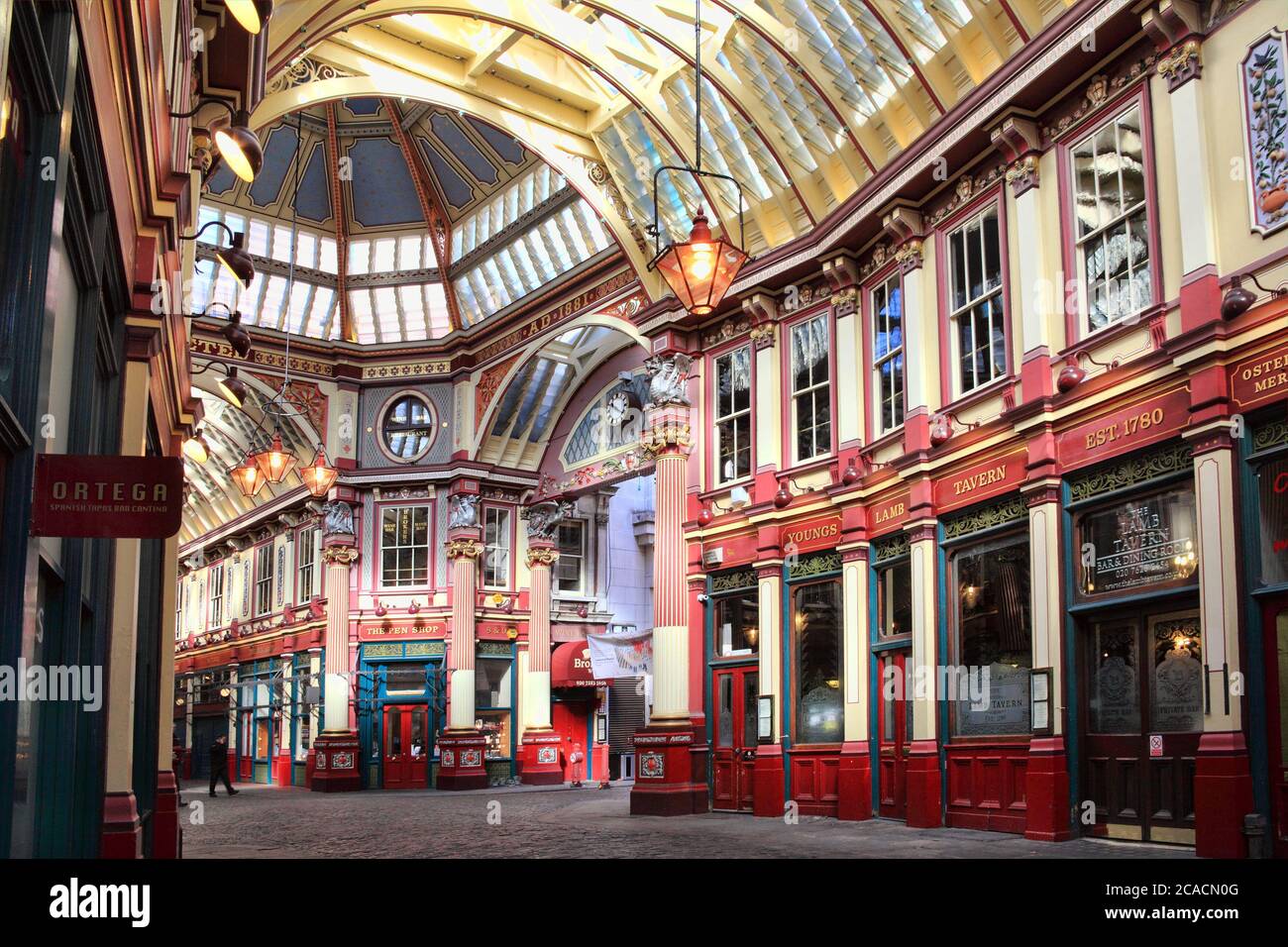 London, UK, March 19, 2011 :  Leadenhall Market in Gracechurch Street which has a covered roof and sells mainly food products is a popular travel dest Stock Photo
