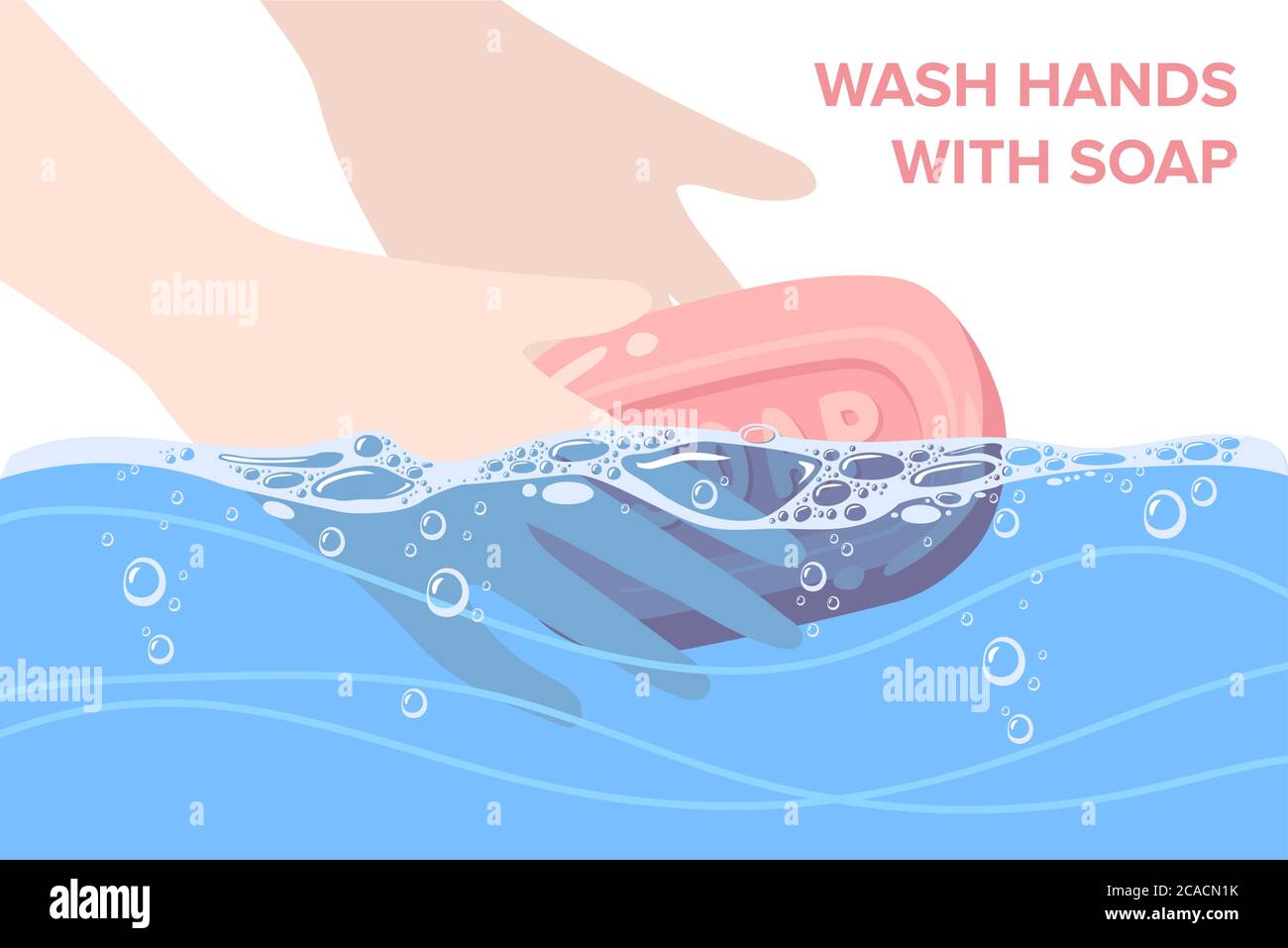 Washing hands with sanitizer soap and water Stock Vector