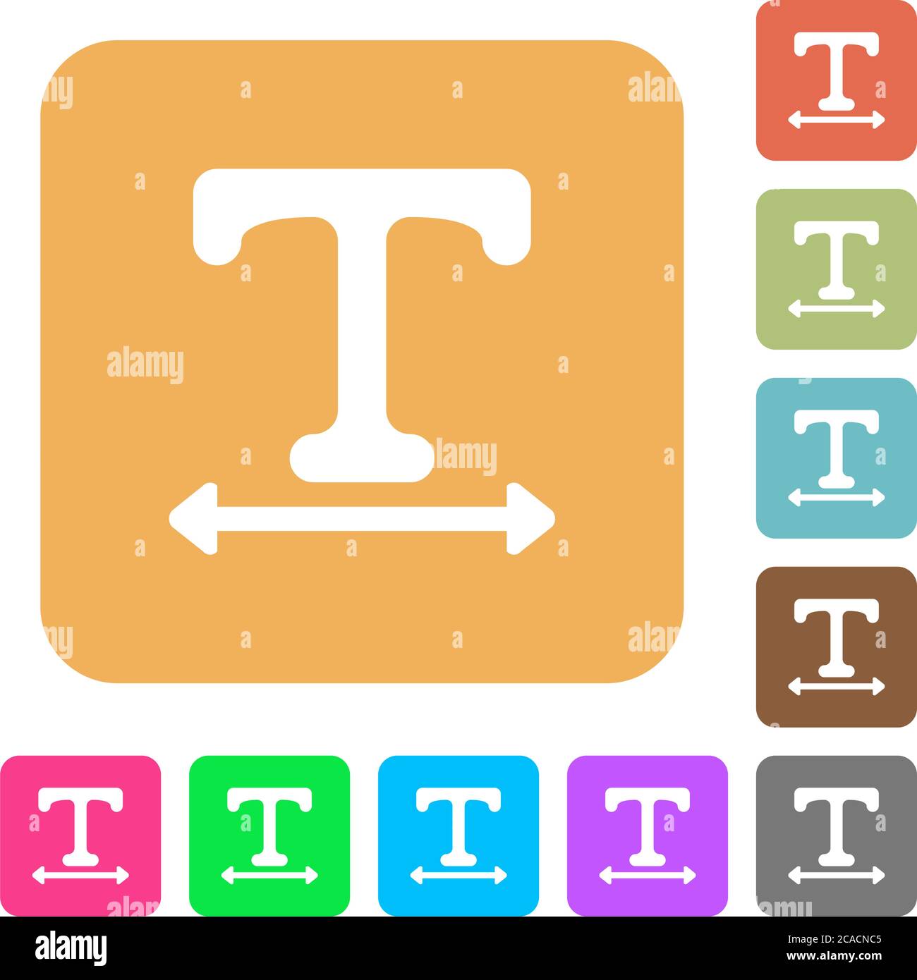 Adjust font width flat icons on rounded square vivid color backgrounds. Stock Vector