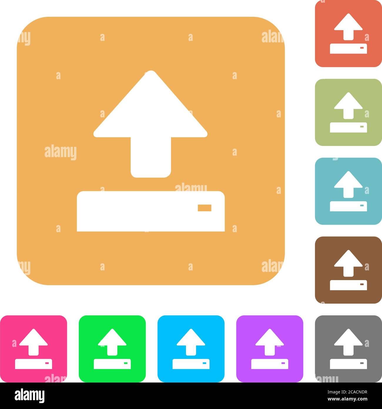 Open flat icons on rounded square vivid color backgrounds. Stock Vector