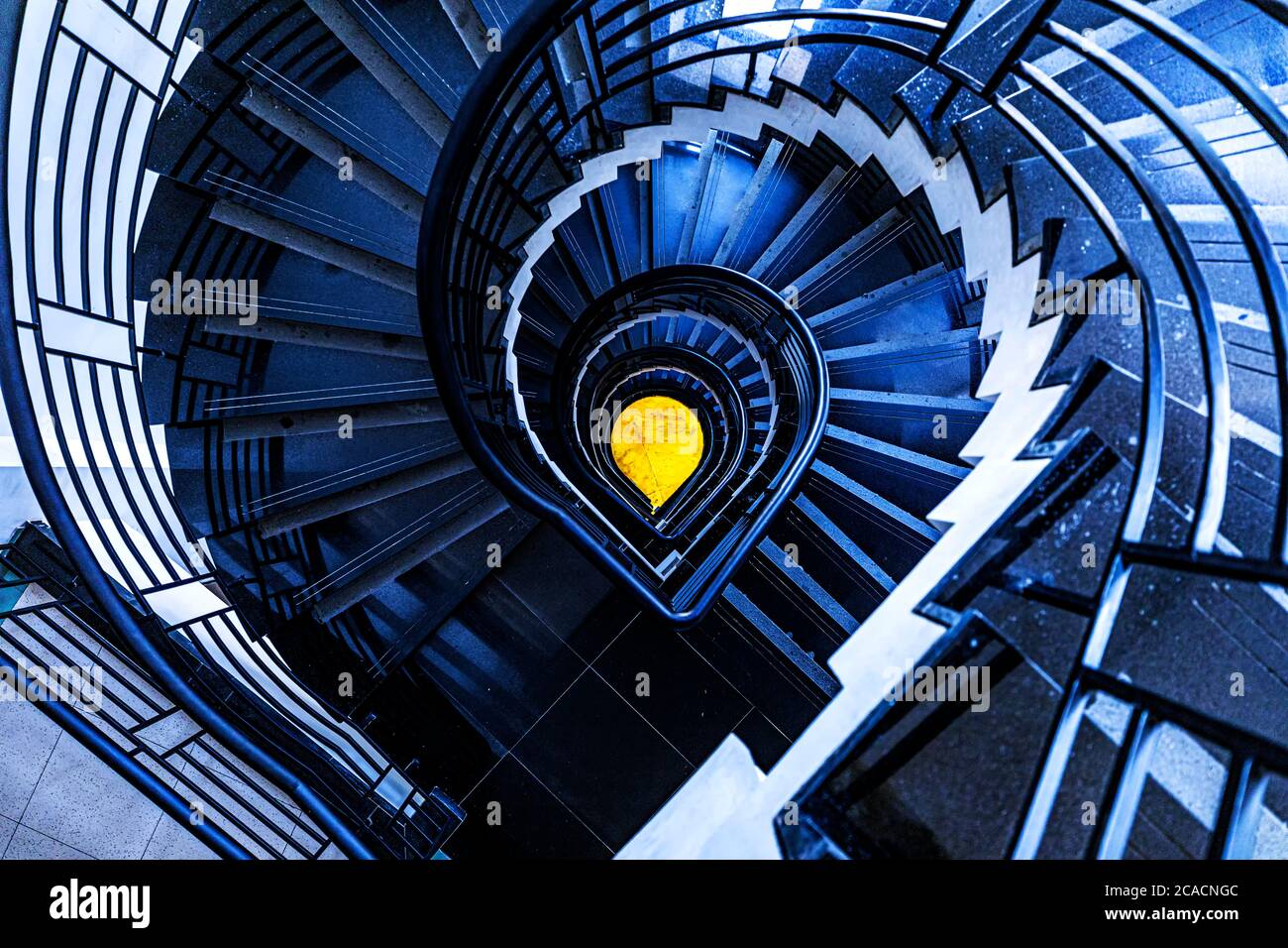 Water Drop Heart This is a perfect spiral staircase, I am rotating down, and seaching for the water drop heart. Stock Photo