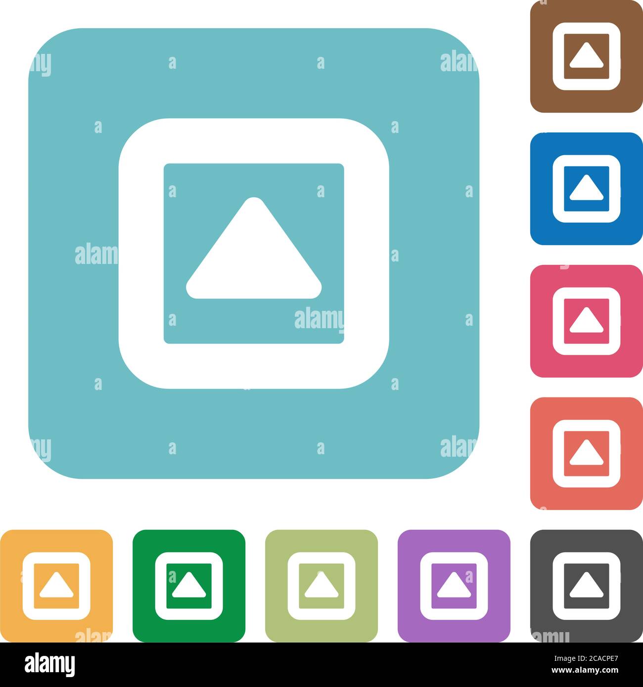 Toggle up white flat icons on color rounded square backgrounds Stock Vector