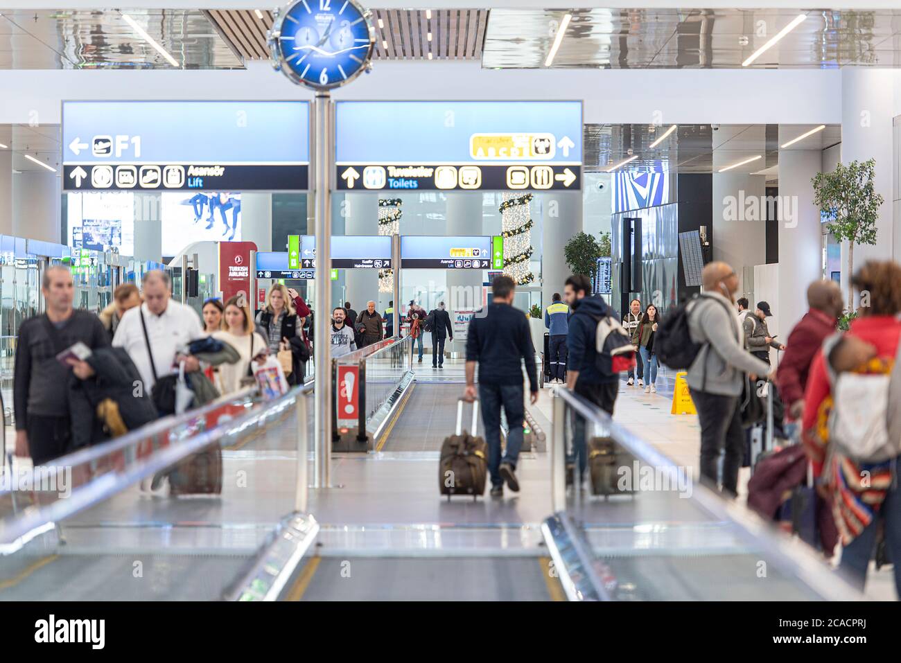 ISTANBUL - JAN 03: Passengers at the Istanbul Airport. New Istanbul Airport Havaliman in Istanbul on January 03. 2020 in Turkey Stock Photo