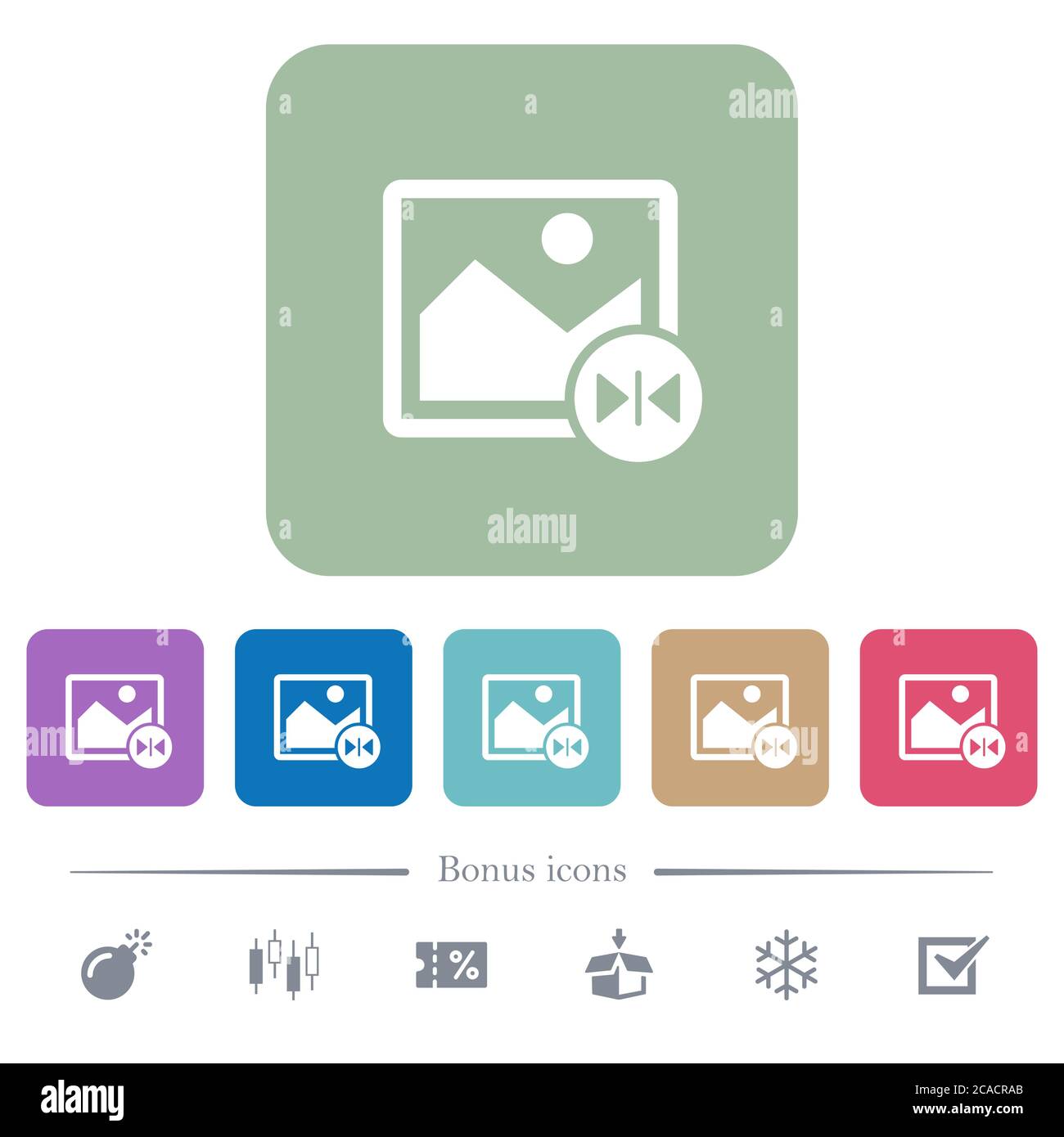 Horizontal flip image white flat icons on color rounded square ...