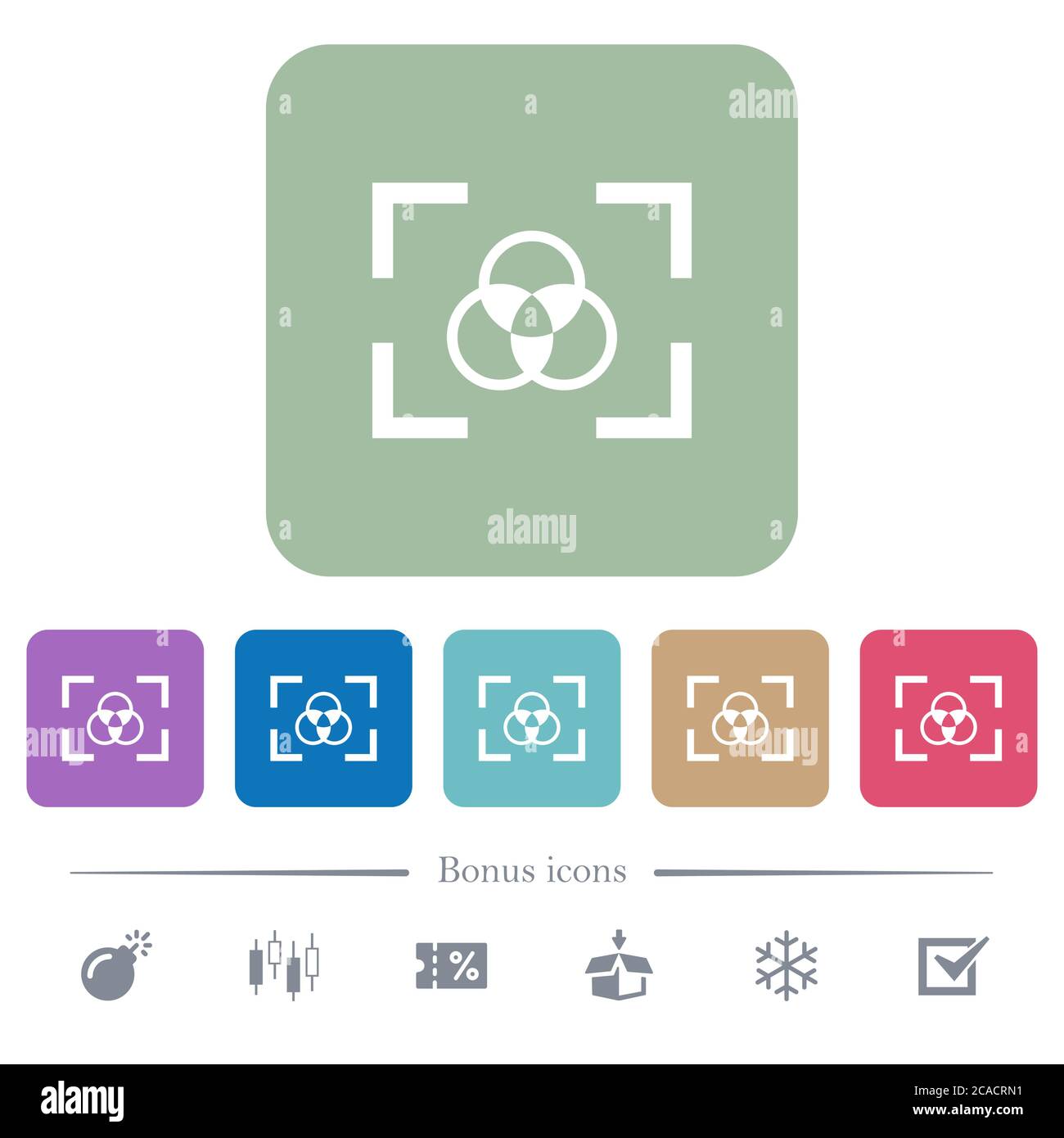 Camera white balance setting white flat icons on color rounded square ...