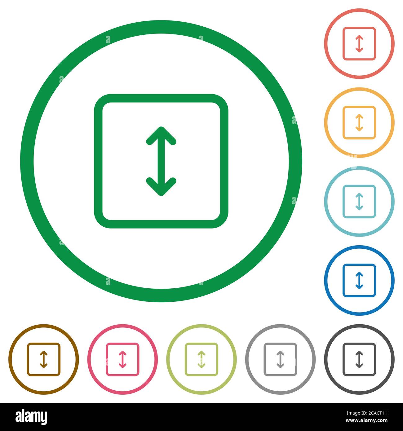 Adjust object height flat color icons in round outlines on white ...