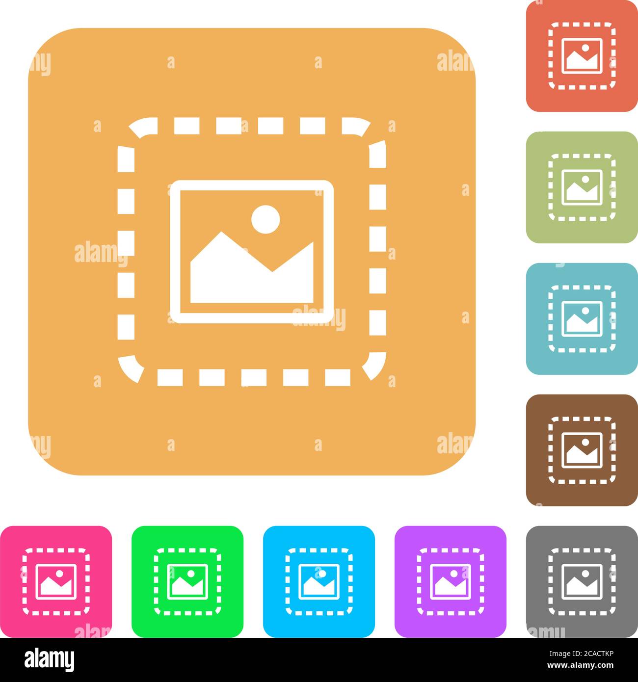 Place image flat icons on rounded square vivid color backgrounds Stock ...