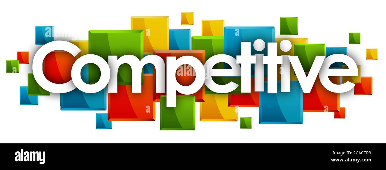 Competitive word in colored rectangles background Stock Photo