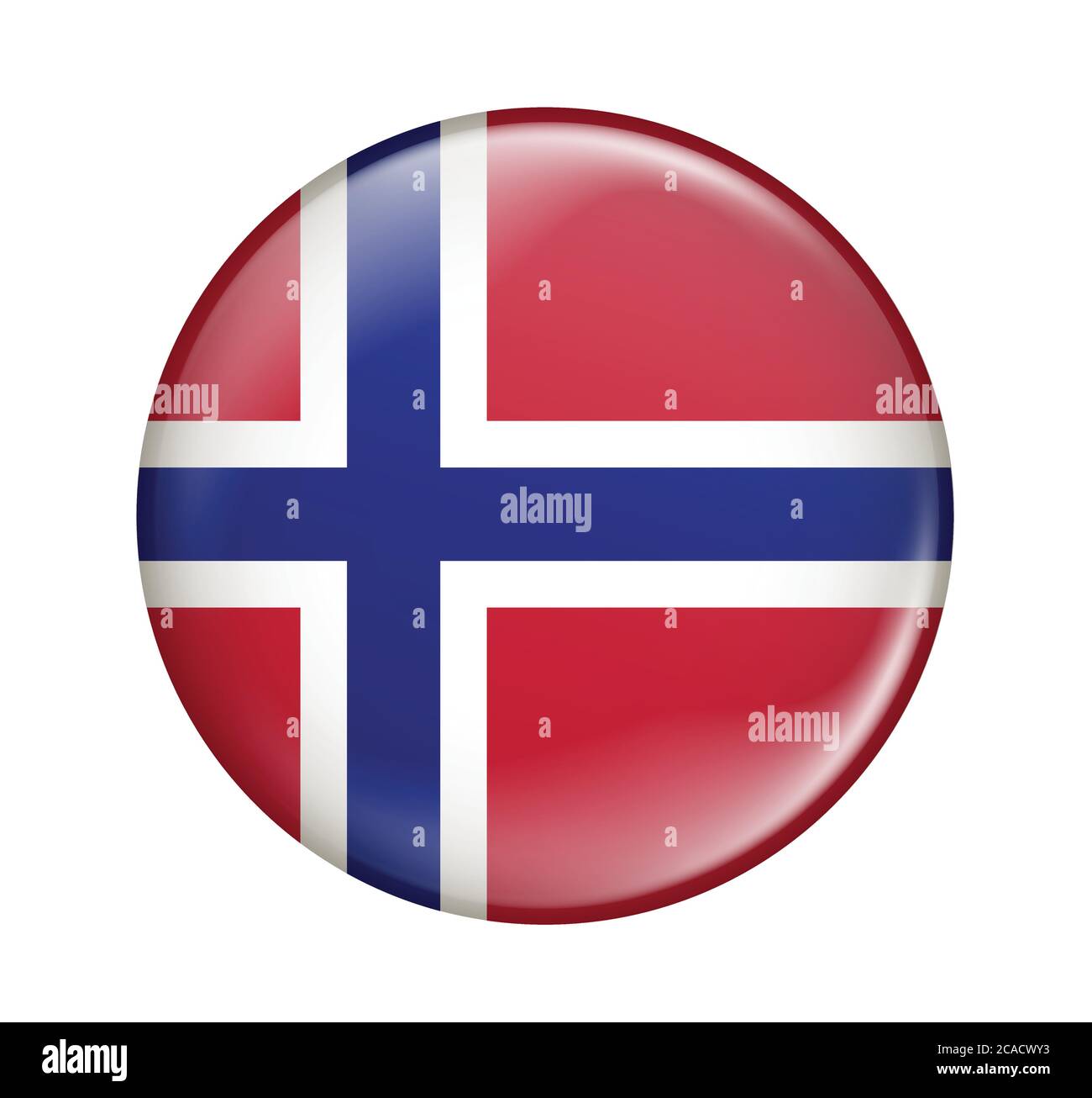 Norway flag icon isolated on white background.Norway flag.Flag icon glossy. Stock Vector