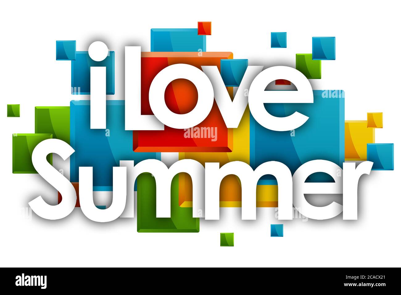 I Love summer word in colored rectangles background Stock Photo