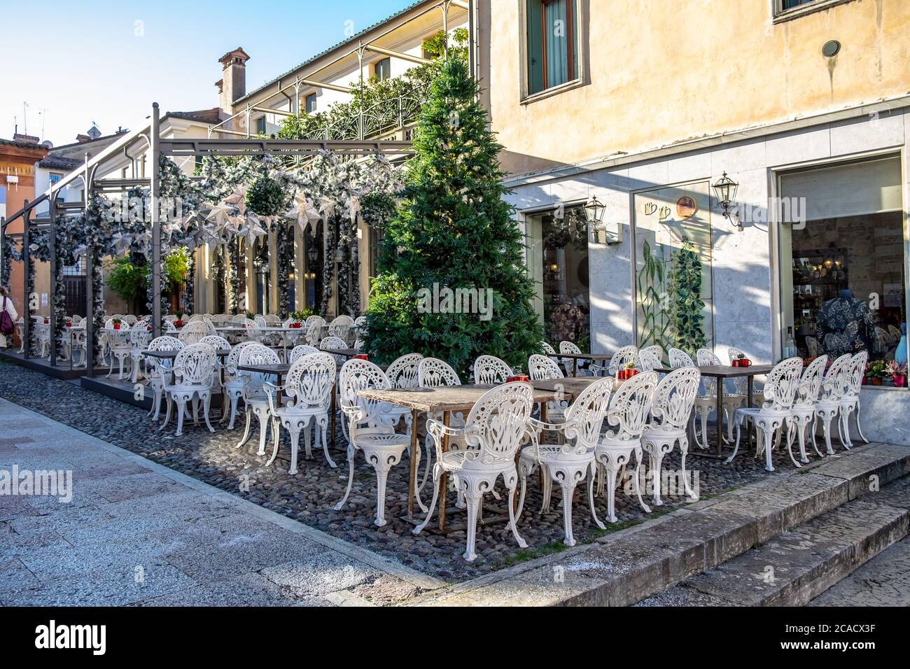 Restaurants and shops in Venice, May 2020, Italy Stock Photo