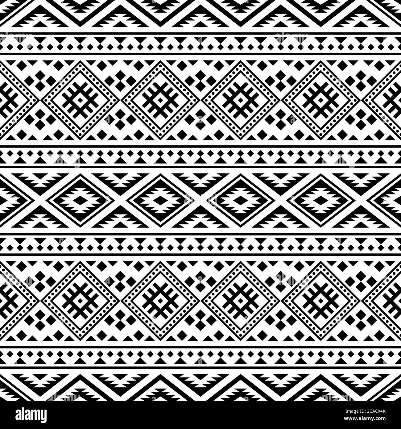 Ikat Ethnic Aztec Pattern Illustration Design in black and white color ...
