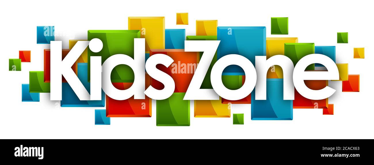 Kids Zone word in colored rectangles background Stock Photo Alamy