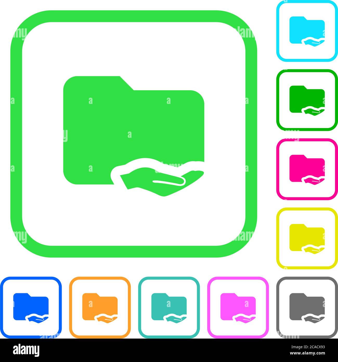 Shared folder vivid colored flat icons in curved borders on white background Stock Vector