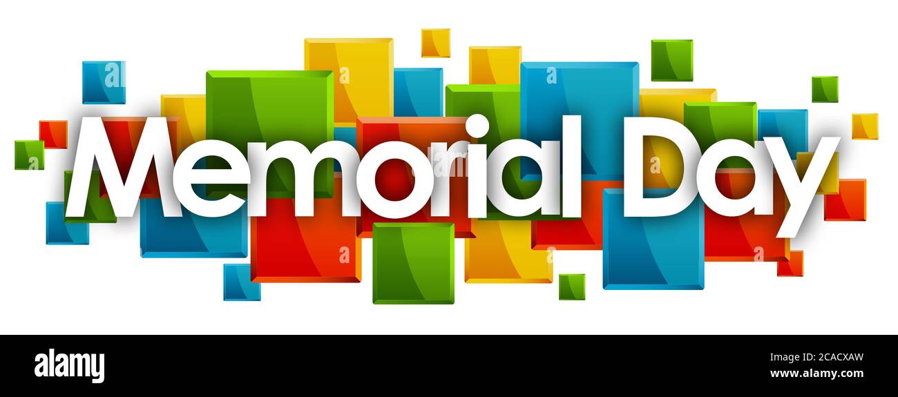 Memorial Day word in colored rectangles background Stock Photo