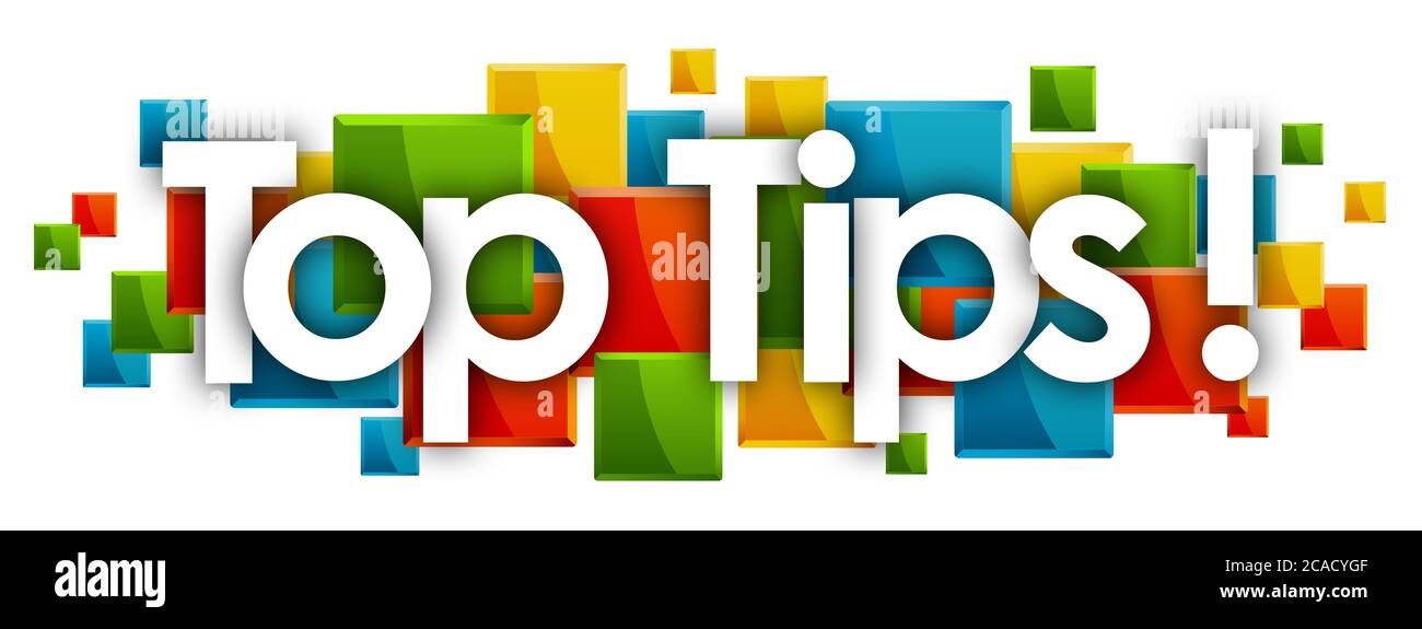 Top Tips word in colored rectangles background Stock Photo - Alamy