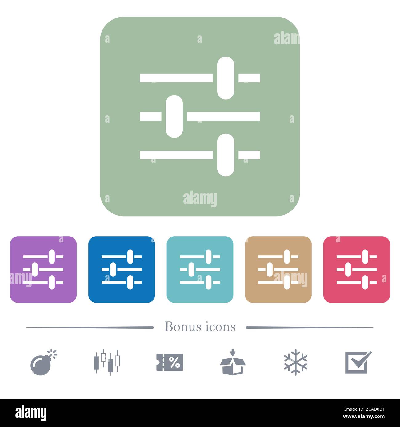 Adjustment white flat icons on color rounded square backgrounds. 6 ...