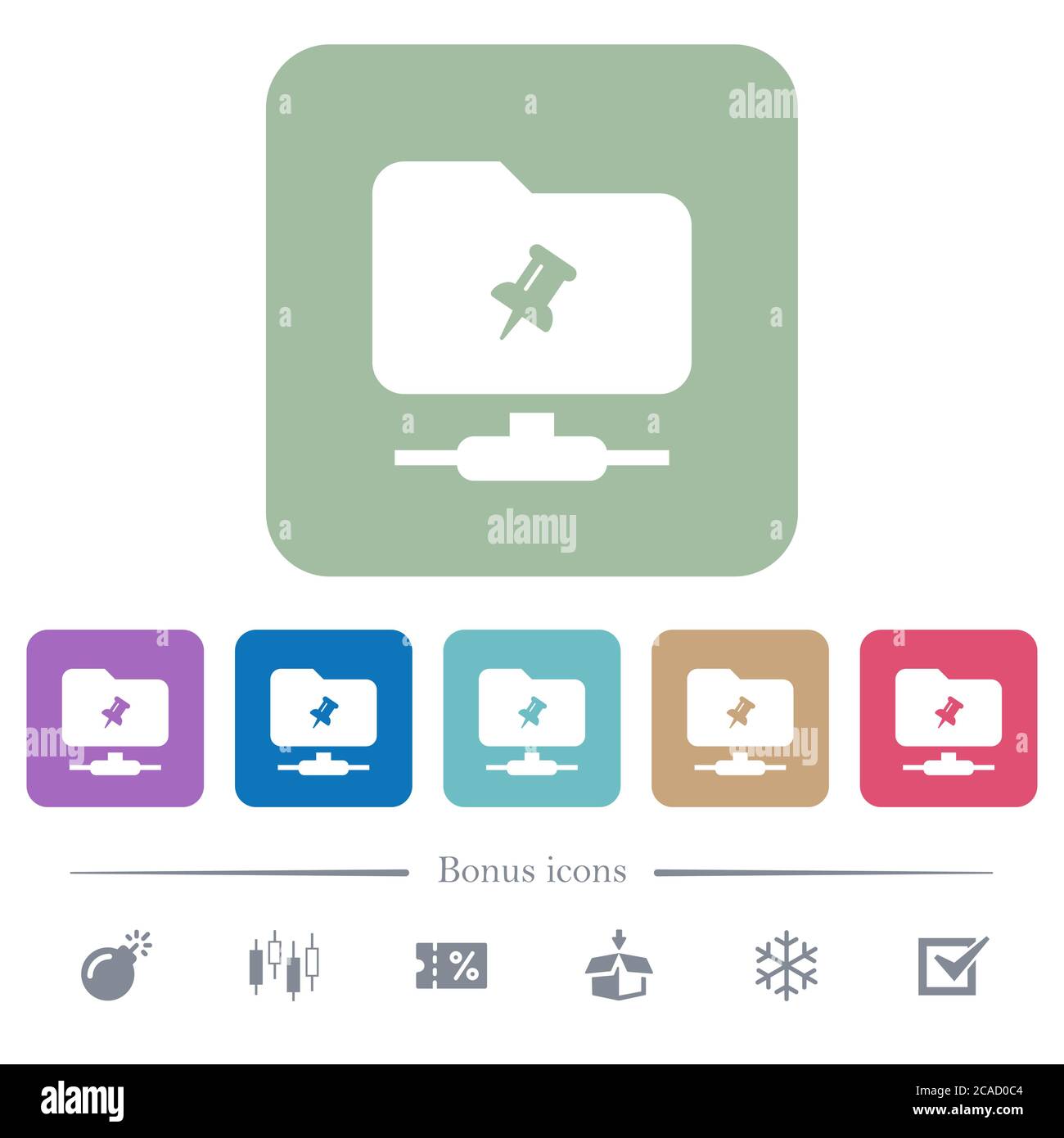 FTP pin white flat icons on color rounded square backgrounds. 6 bonus ...