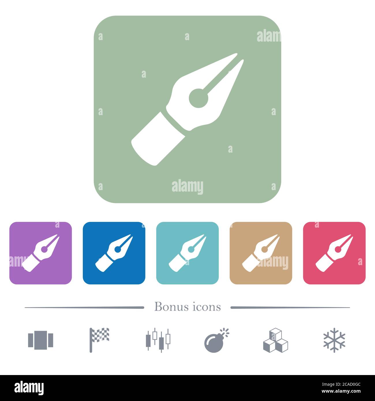 Vector pen white flat icons on color rounded square backgrounds. 6 ...
