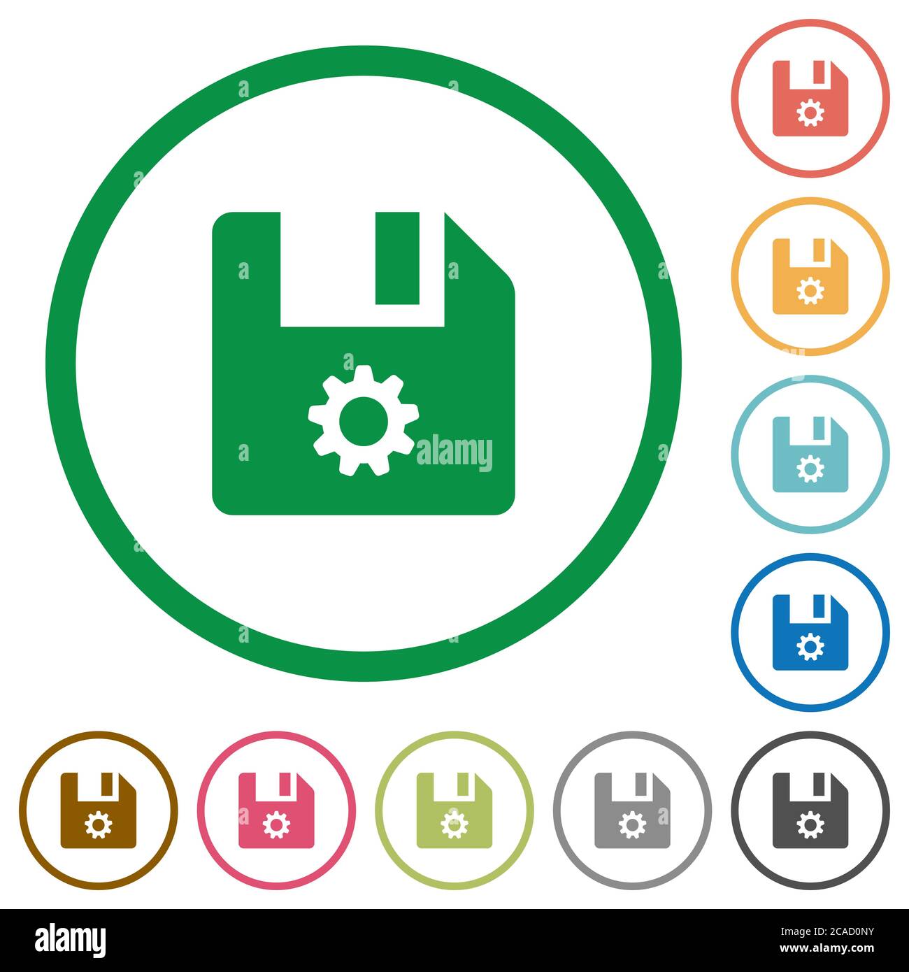 File settings flat color icons in round outlines on white background ...