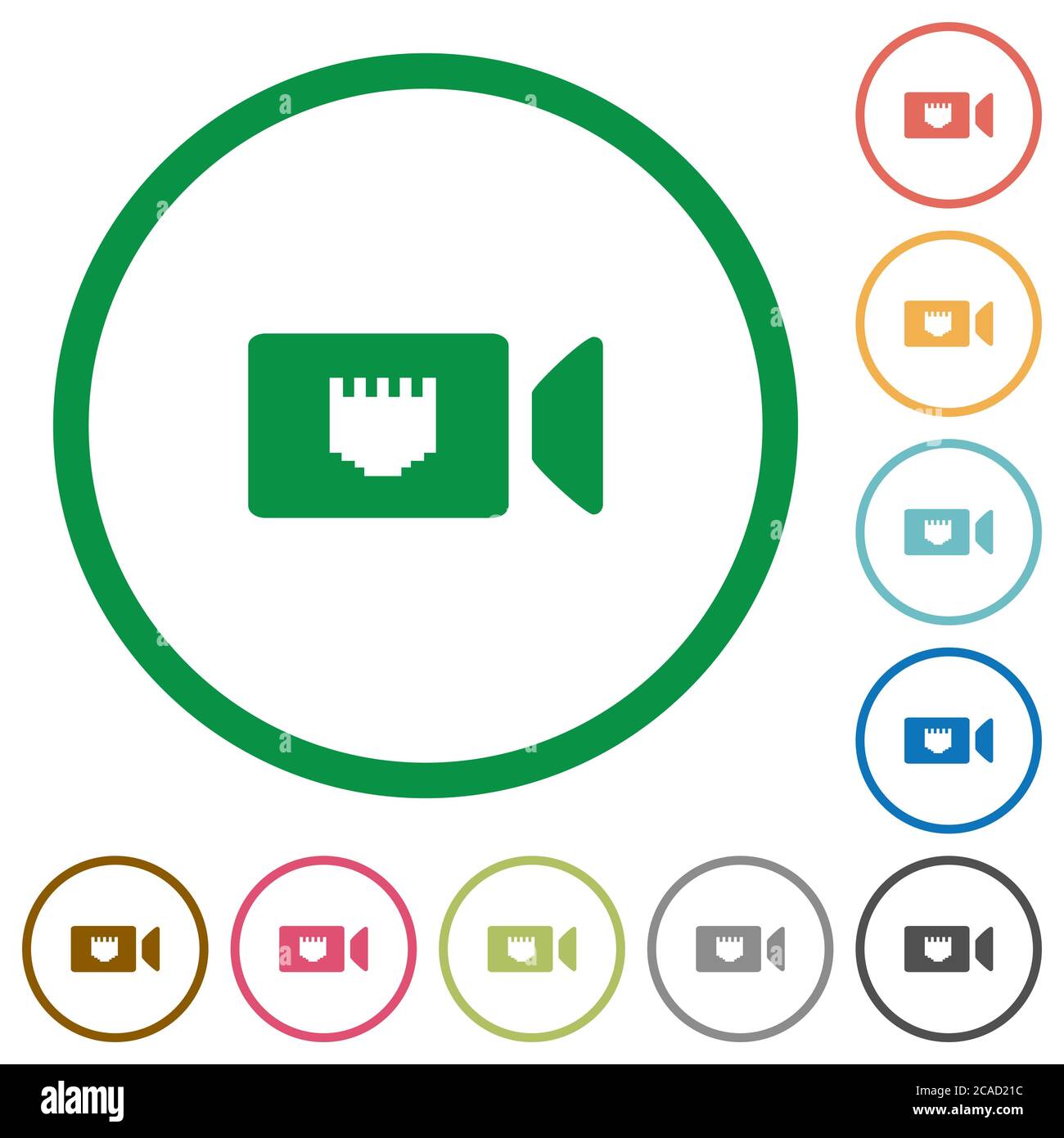 IP camera flat color icons in round outlines on white background Stock Vector