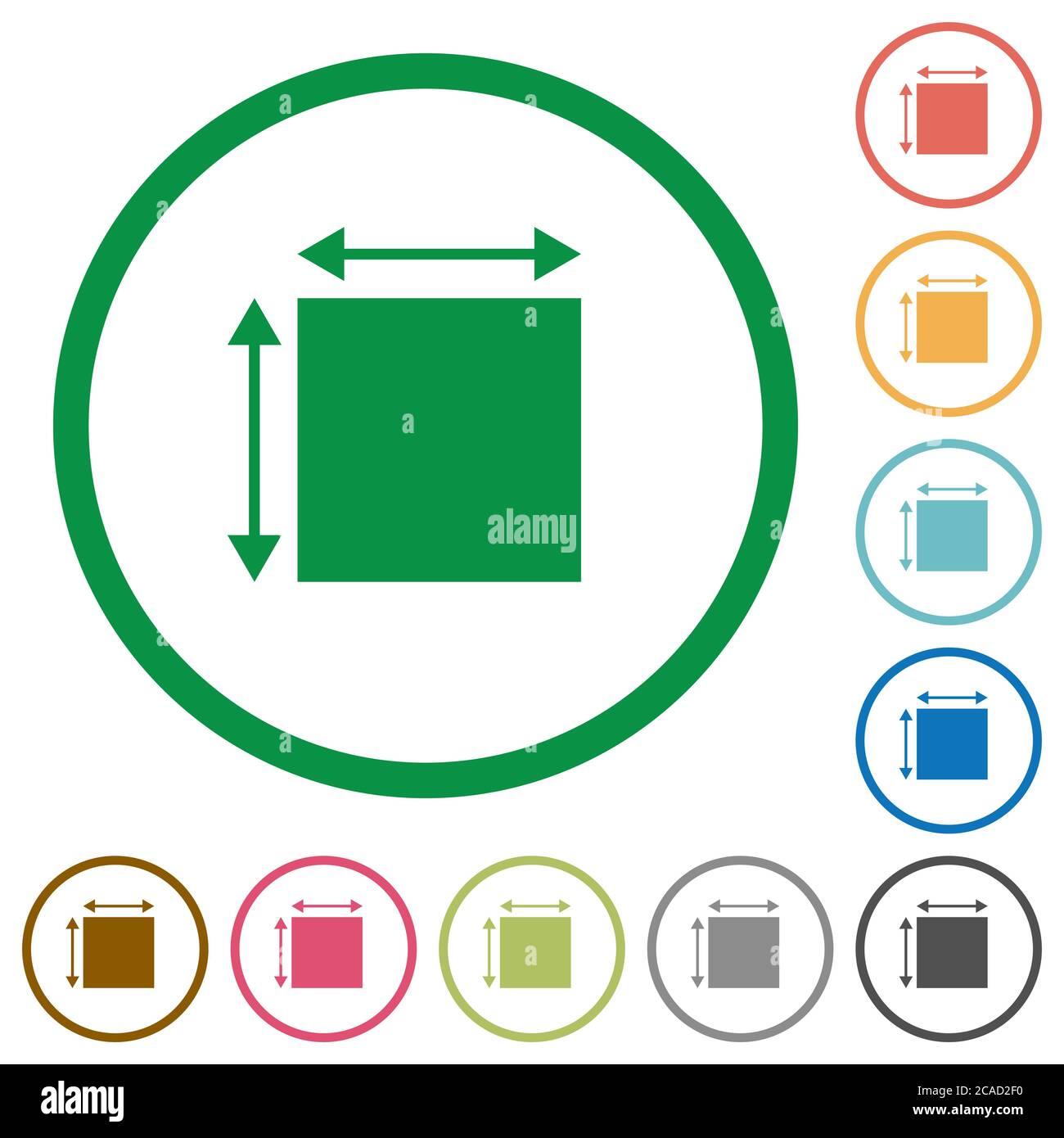 Elemet dimensions flat color icons in round outlines on white ...