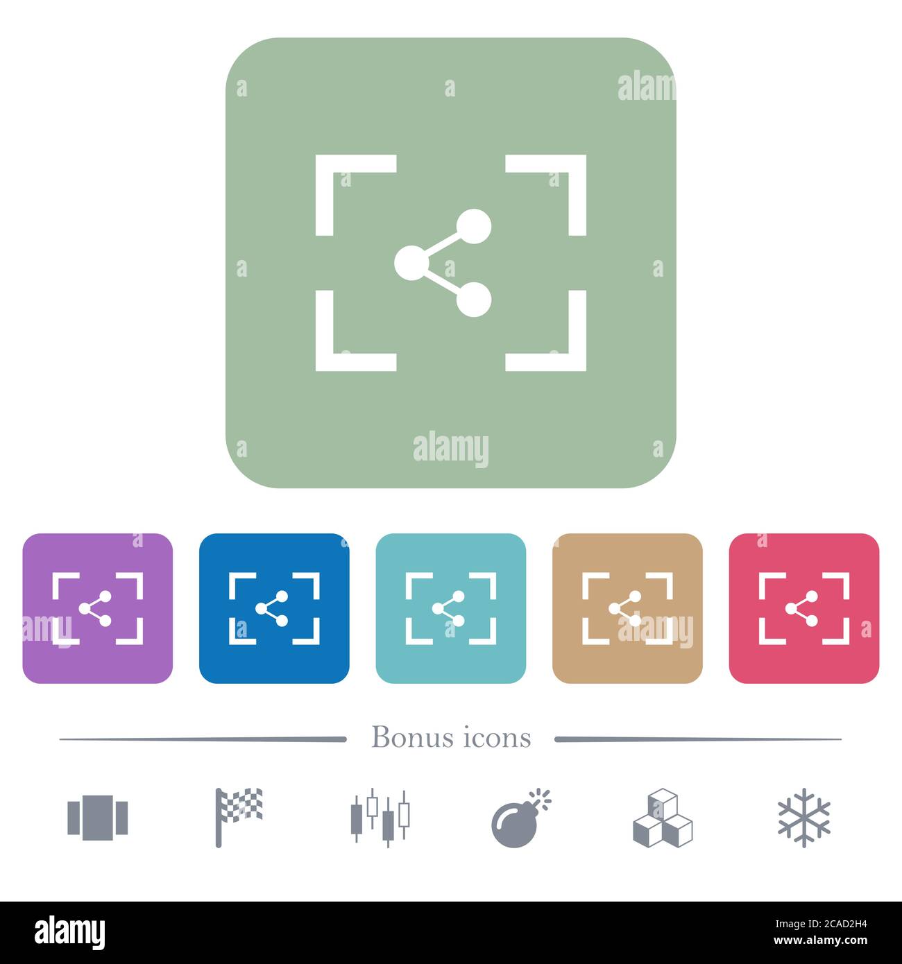 Camera share image white flat icons on color rounded square backgrounds ...