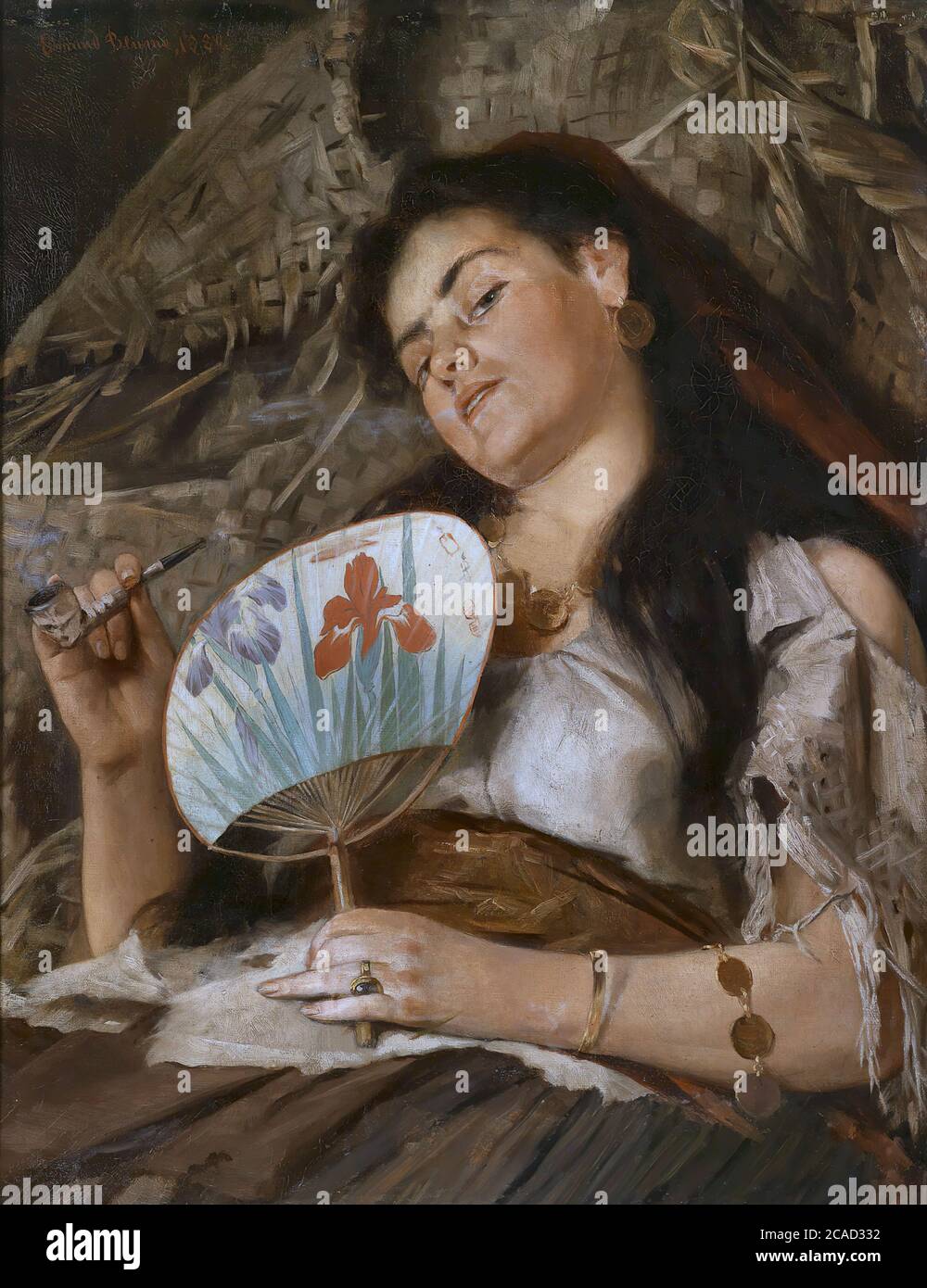 Blume Edmund the Fan German School 19th Century Stock Photo Alamy