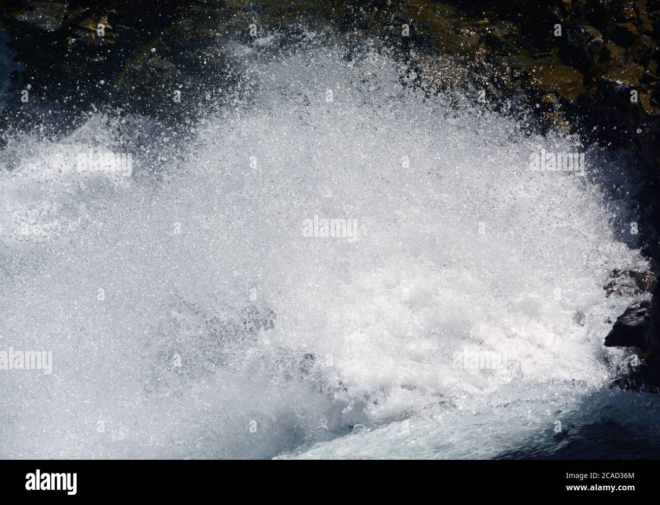 spectacular water splashes in a mountain waterfall Stock Photo Alamy