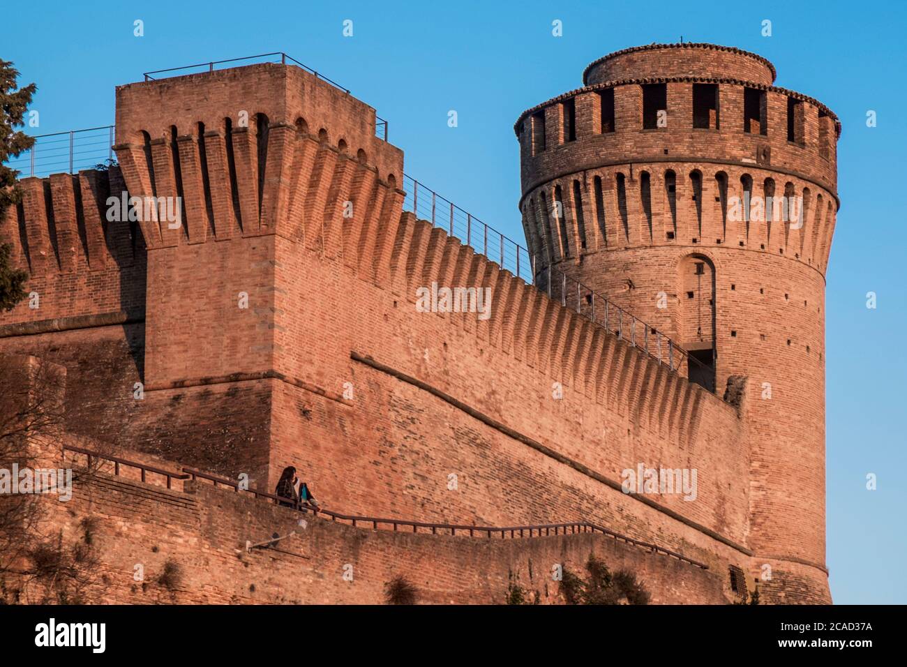 Brisighella, Ravenna, Emilia Romagna, Italy, Europe. The brick walls of a medieval fortress. Stock Photo