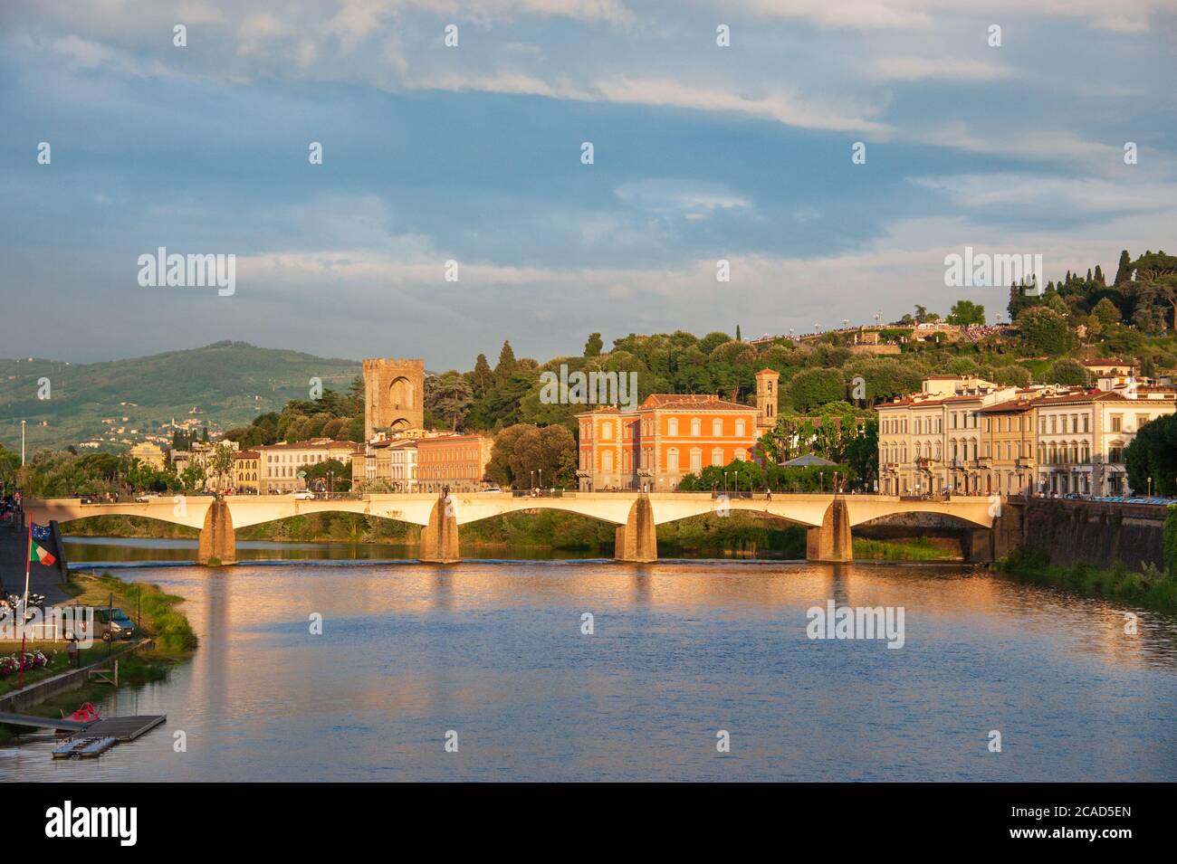 Ponte Alle Grazie over the river Arno in Florence Italy Stock Photo