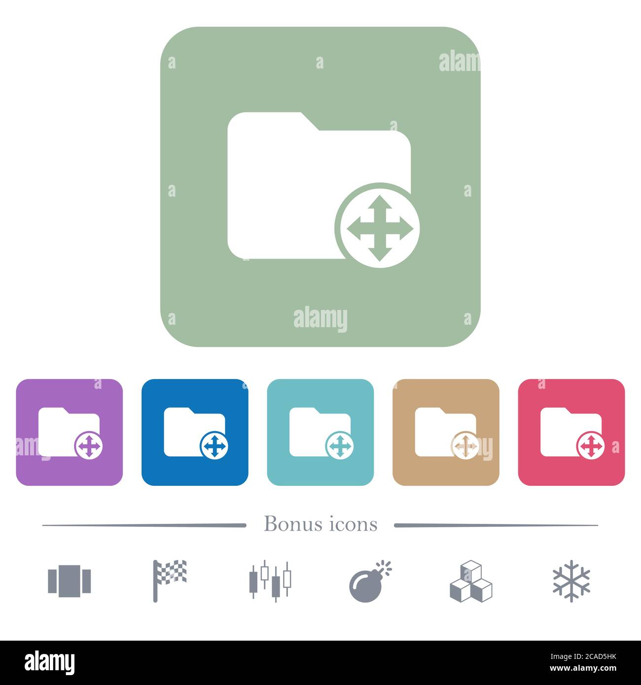 Move directory white flat icons on color rounded square backgrounds. 6 ...