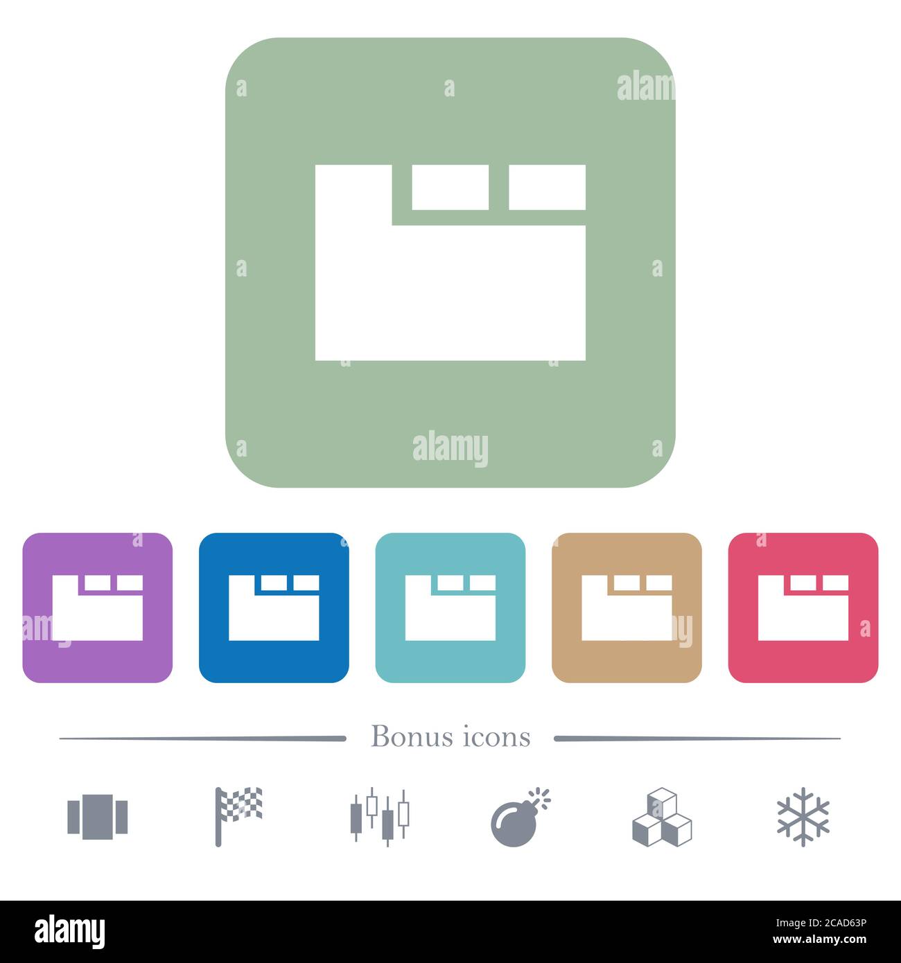 Horizontal tabbed layout active white flat icons on color rounded ...