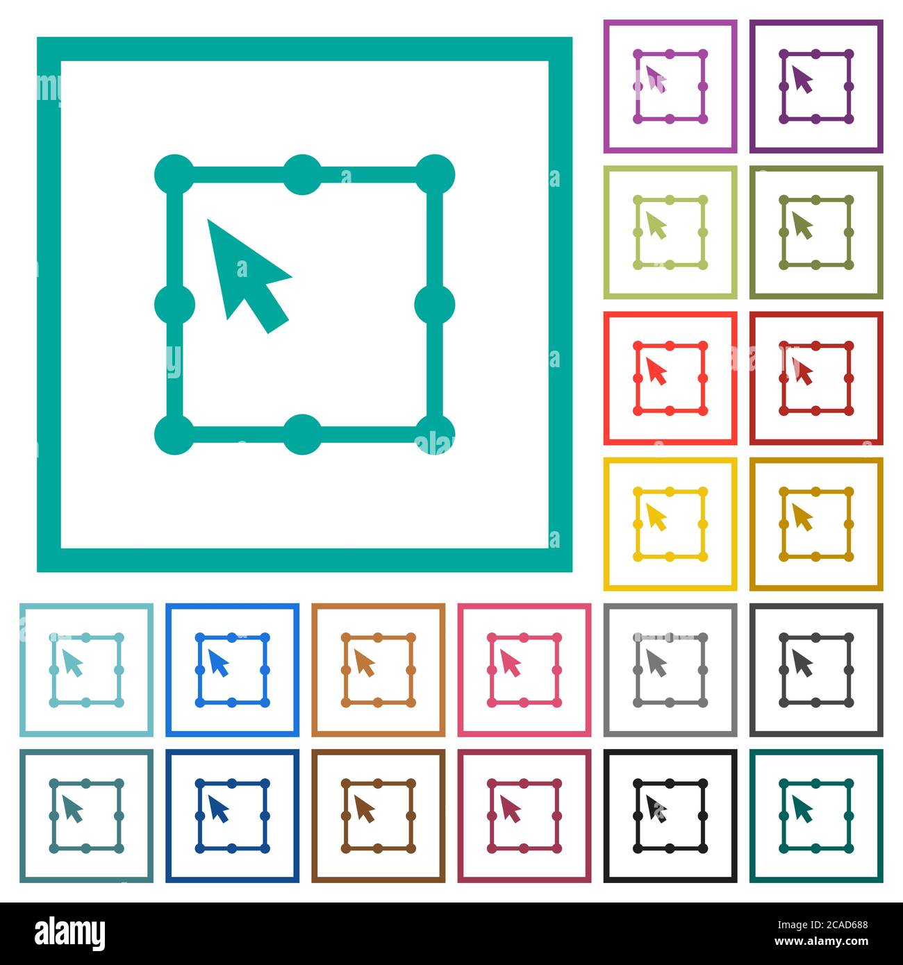 Free transform object flat color icons with quadrant frames on white ...