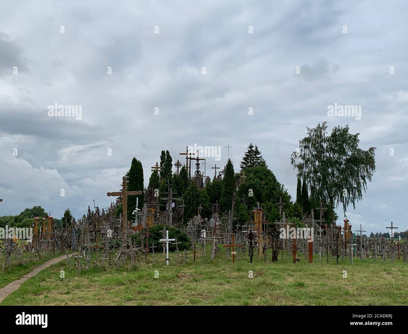Kryziu kalnas (Hill of crosses) at summer time. A famous site of pilgrimage. Siauliai / Lithuania. Stock Photo