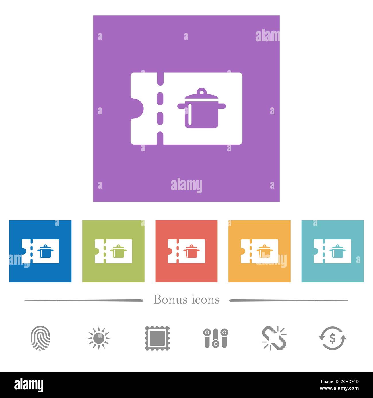 kitchen equipment discount coupon flat white icons in square