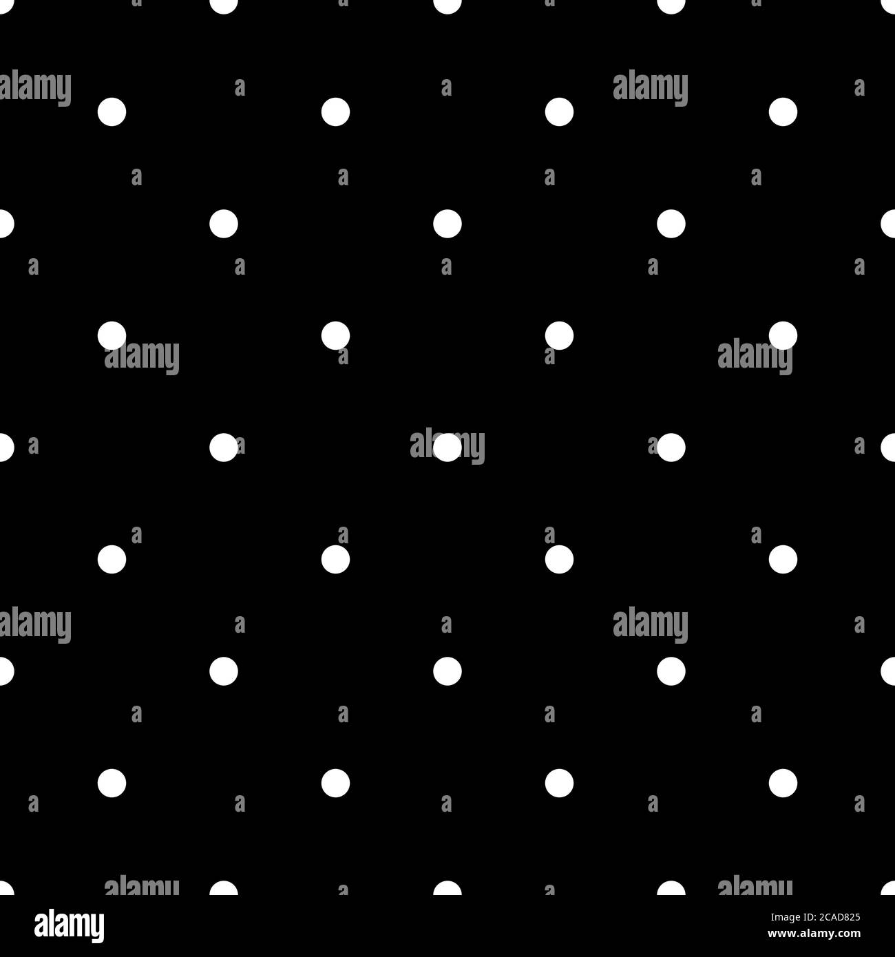 Seamless polka dot pattern. White dots on black background. Vector illustration. Stock Vector