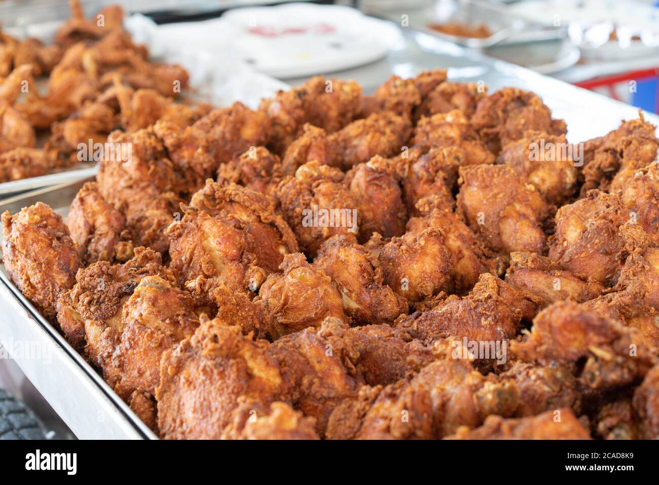 Asia Fried Chicken food street style in aluminum tray for sales Stock