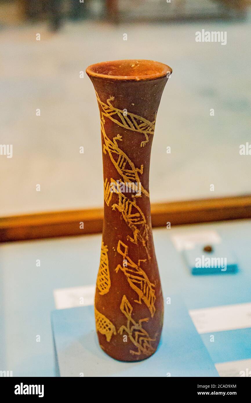 Egypt, Cairo, Egyptian Museum, vase coming from cemetery U, Umm el Qab, Abydos. Late Predynastic