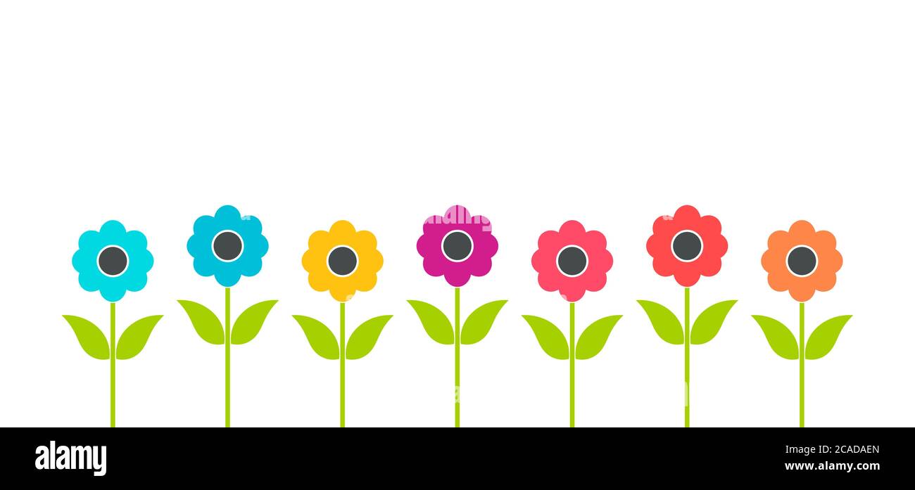Colorful flat flowers growing in the garden. Summer vector illustration ...