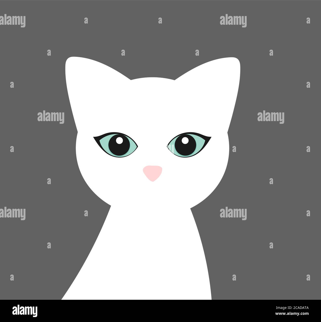 Cute white cat with blue eyes. Vector illustration Stock Vector Image ...