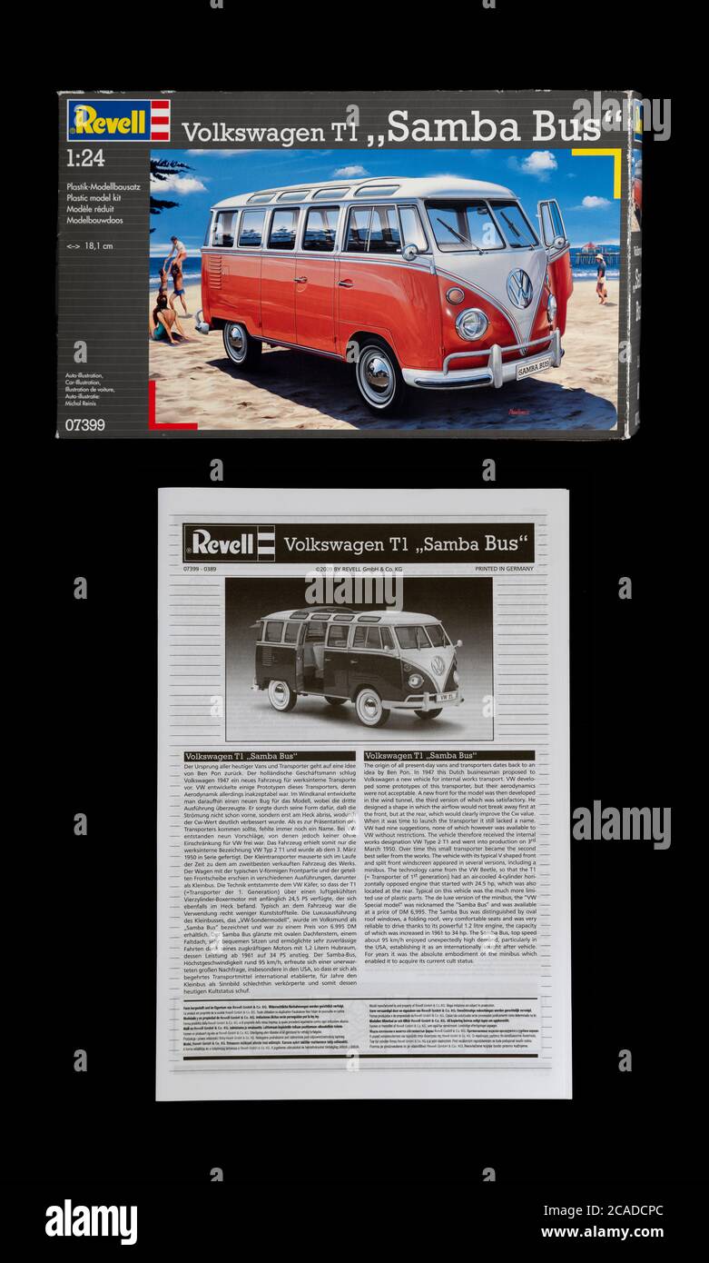 Revell Volkswagen T1 Samba Bus model kit. Stock Photo