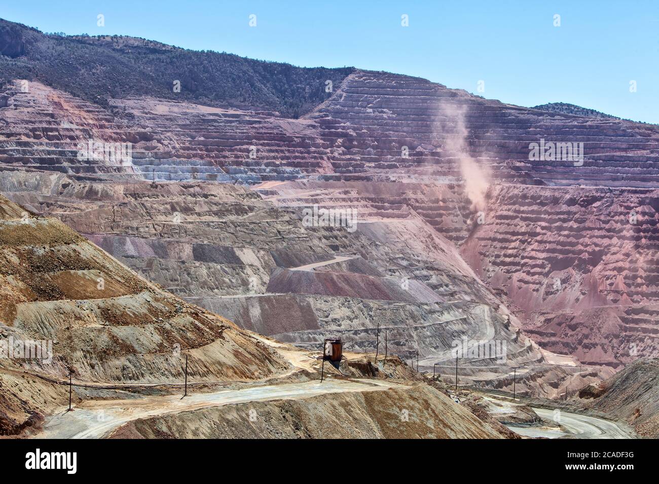 Overlooking Chino Copper Mine,  is the largest open pit porphyry copper mine in New Mexico. Stock Photo